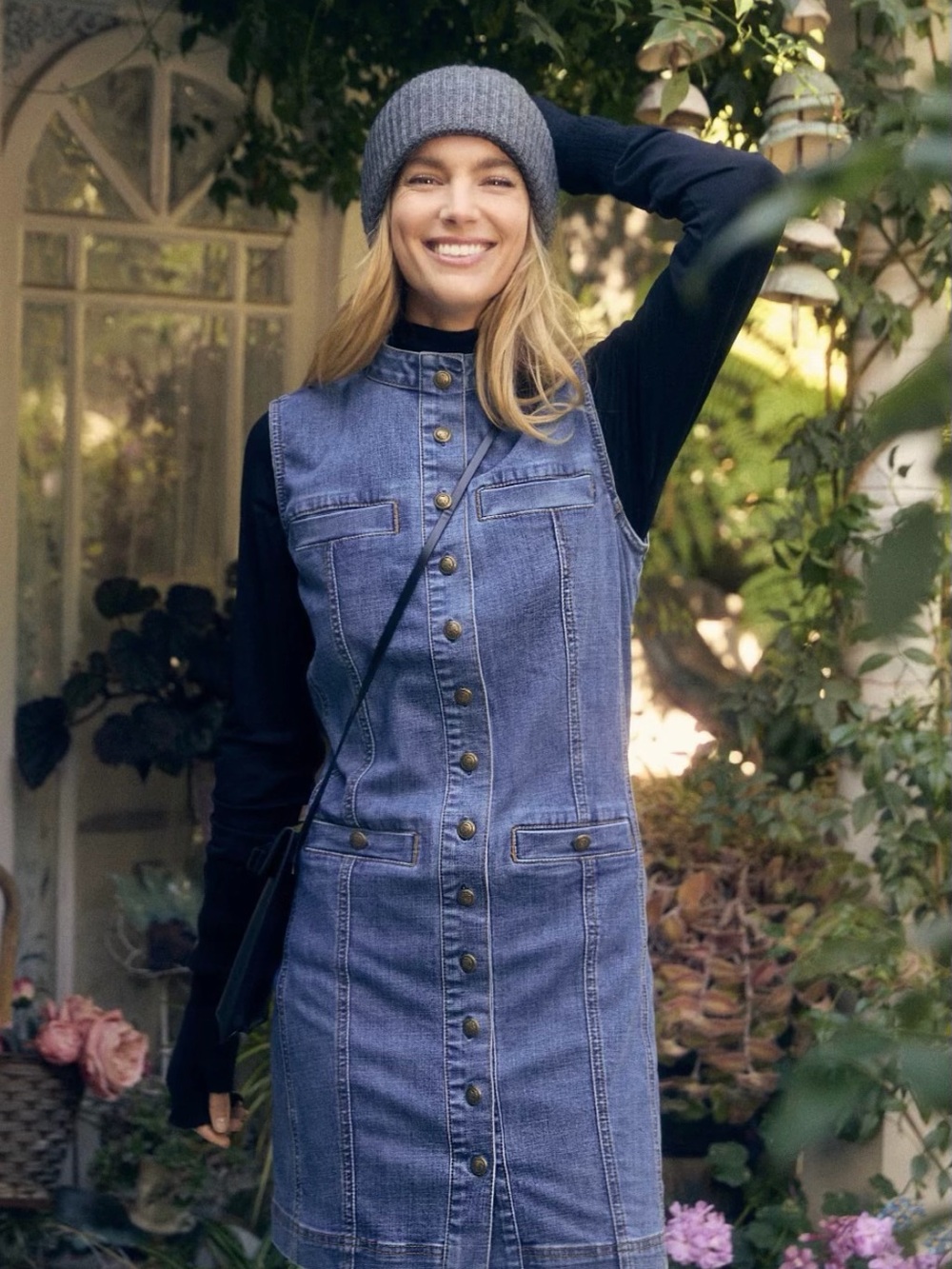 Sz M⭐️NWT FDJ Sleeveless Denim Dress/Vest PTP 20”